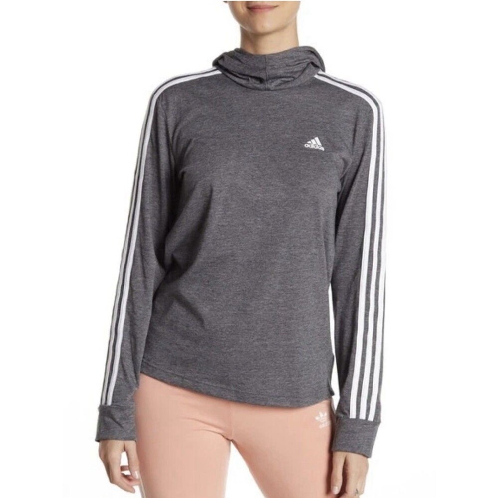 Adidas Hoodie Womens Small Gray Climalite Long Sleeve Running Workout Breathable